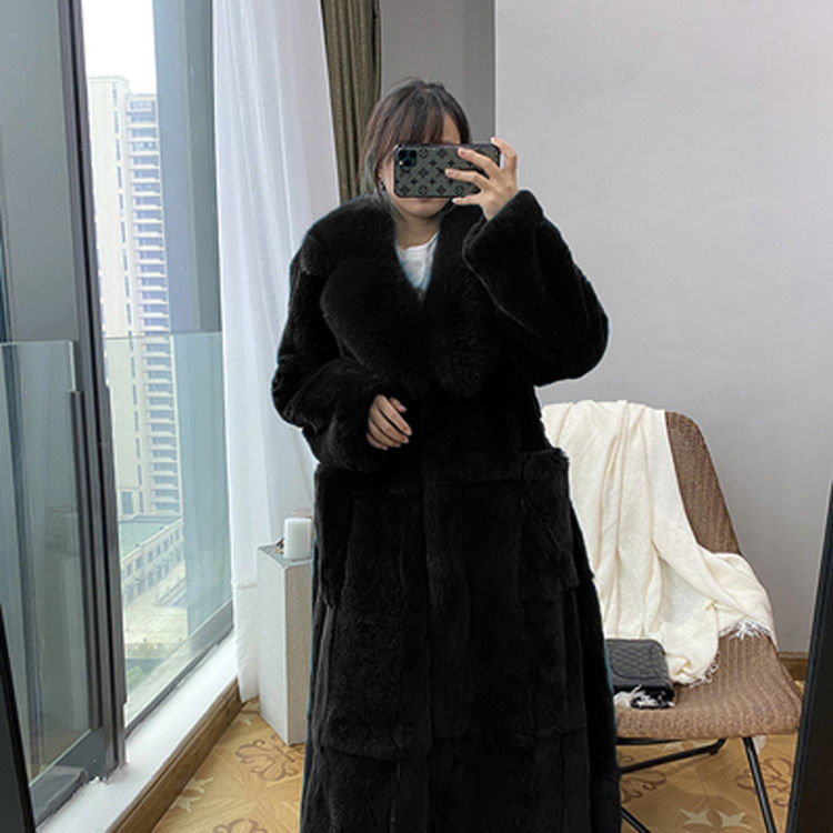 Faux Fur Coat Women's Mid length Coat Europe And America Black - Shop at LoveMi