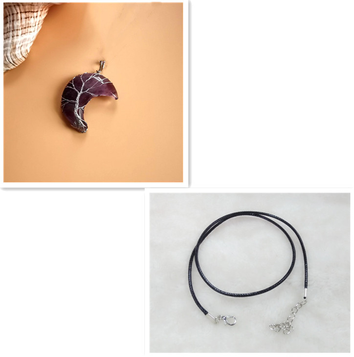 Луна, натуральный камень, аметист, Древо жизни, ожерелье, дерево удачи ручной работы