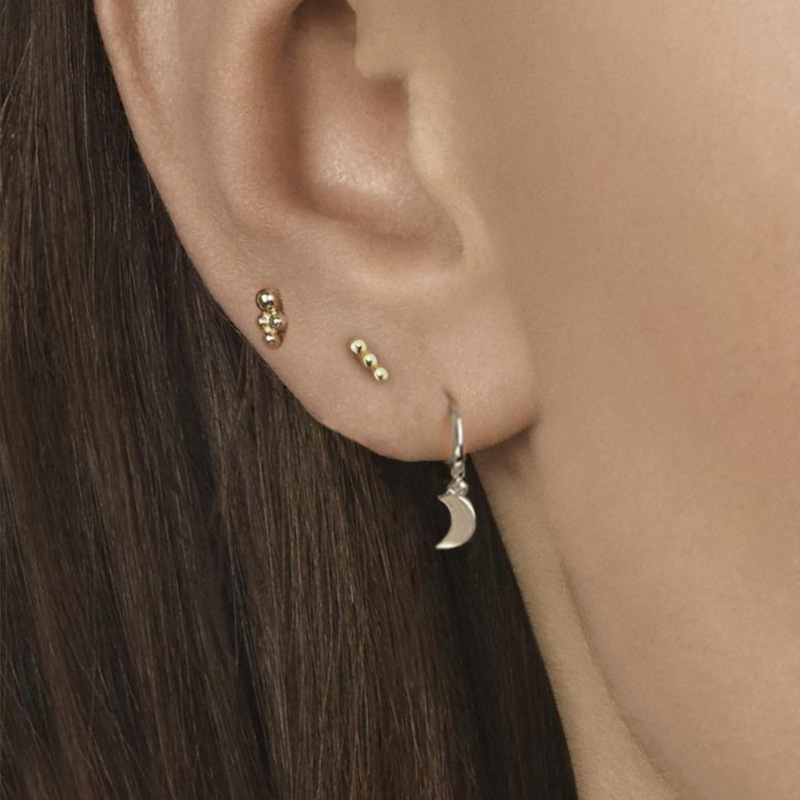 Title 3, Aretes de plata pura de luna para mujer