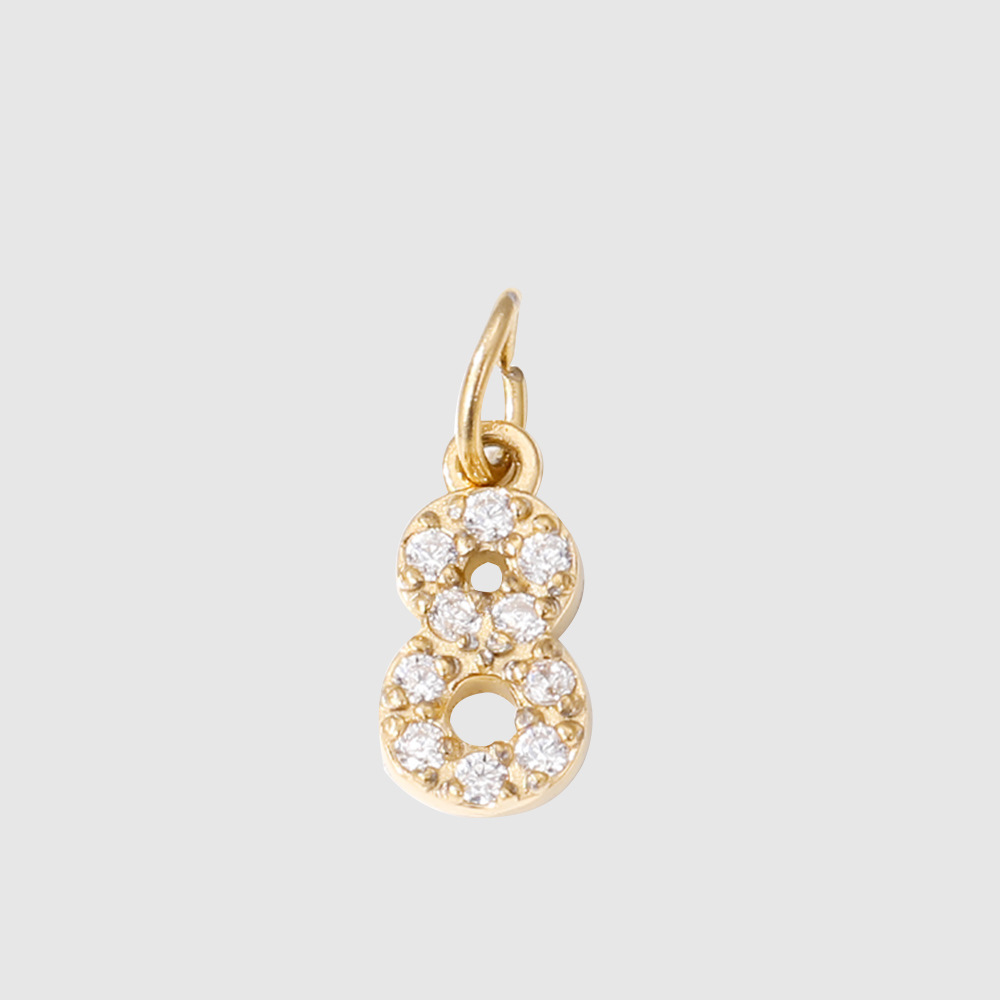 1 Piece 304 Stainless Steel Zircon Ion Plating 14K Gold Real Plated Letter Number Polished Stretch Adjustable Pendant DIY Jewelry Accessories 14