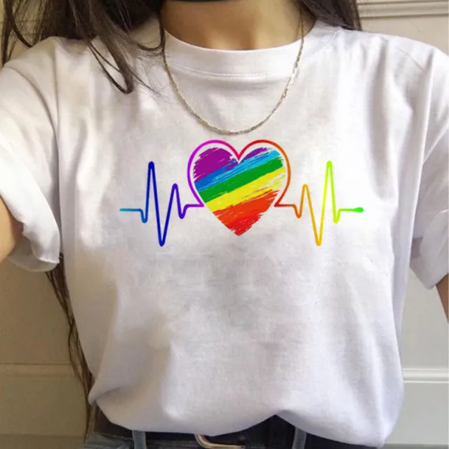 WomenT Shirts Gay Pride Rainbow Gay Short Sleeve Ladies T shirt Girlfriends W - Shop at LoveMi