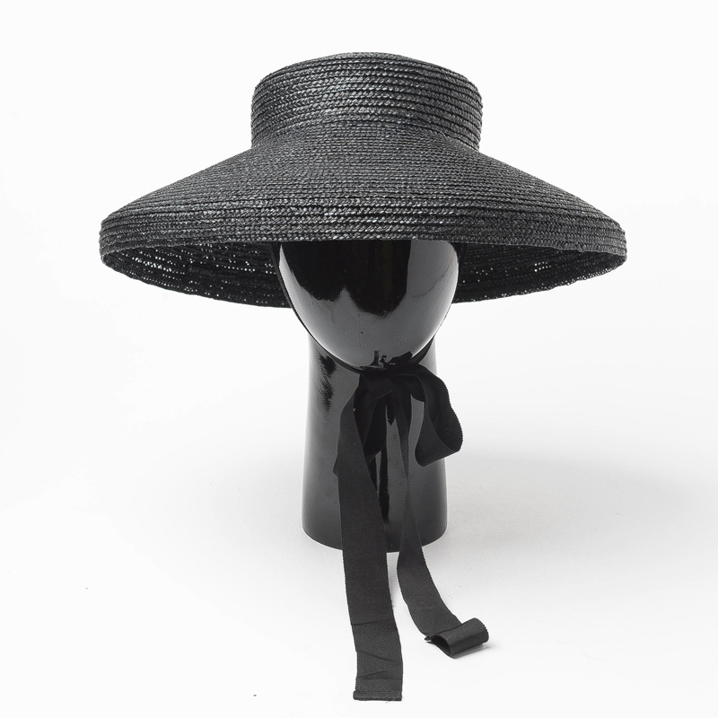 Women's New Vintage Flat Top Straw Straw Big Brim Hat