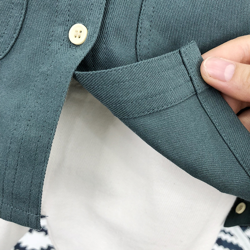 نماذج خريفية لقمصان أطفال صغيرة لون موحد بنمط كوري للأولاد