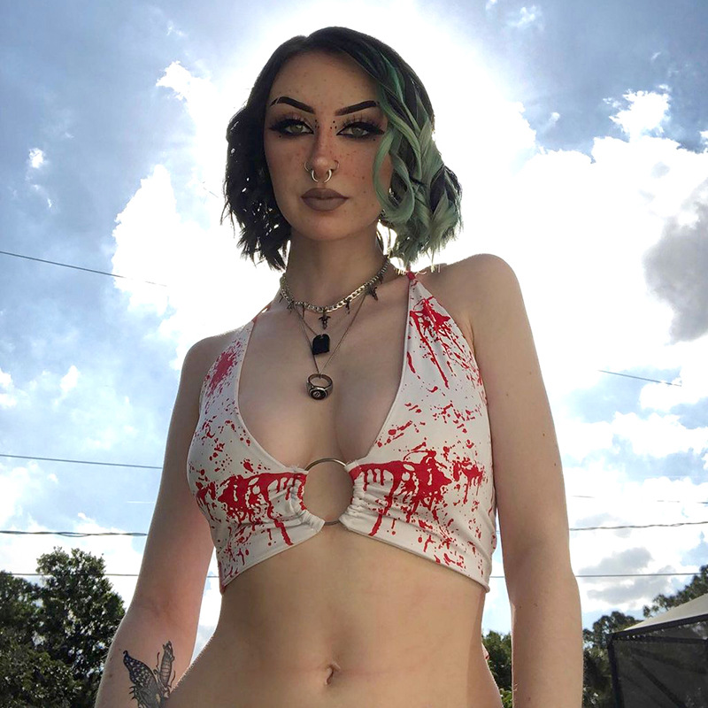 Fashionable Personality Deep V Breast Irregular Top