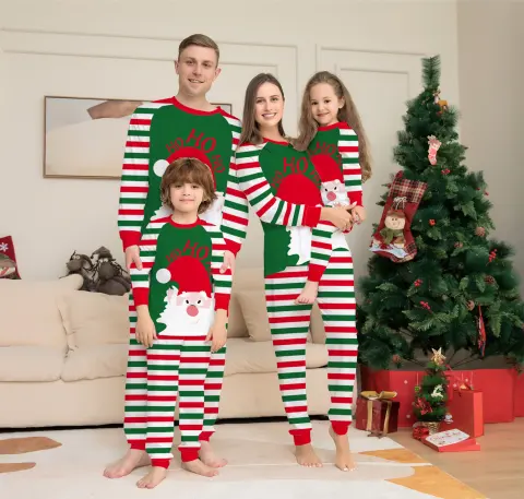 Family Christmas Pajamas Matching Sets Red Stripe Xmas Holiday