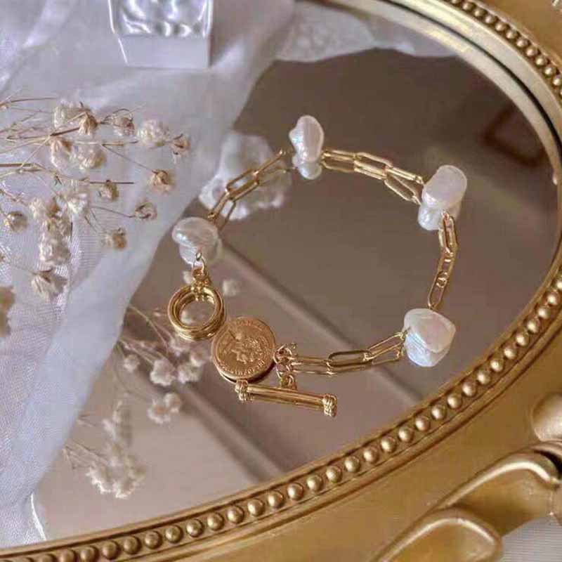Simple Temperament OT Buckle Coin Pendant Bracelet