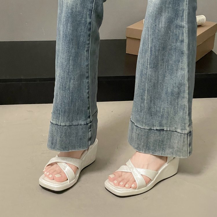 Satin Wedge Slide Sandals, picture 2 of 4