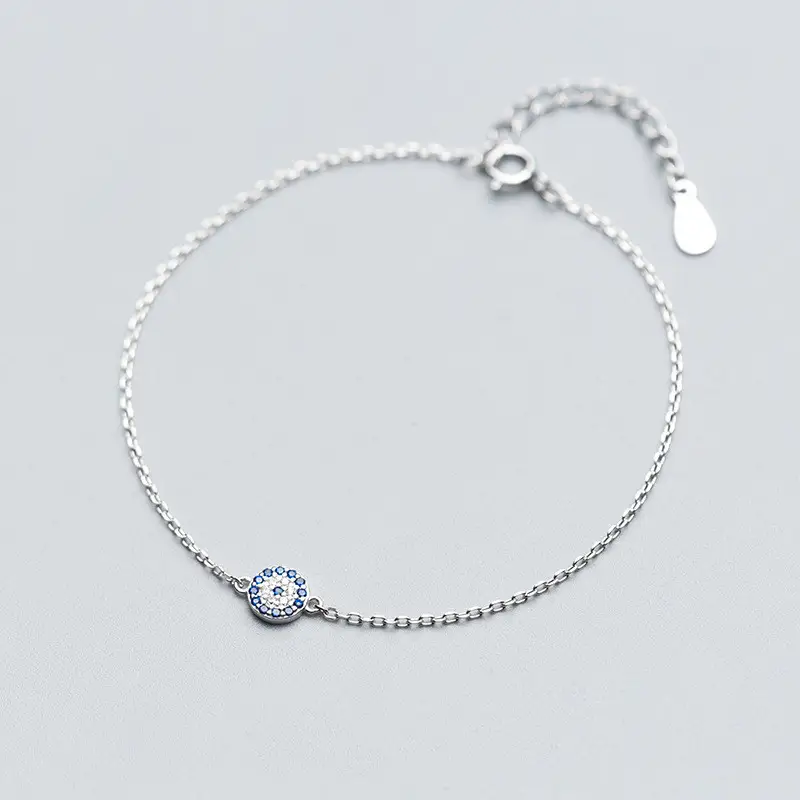S925 Silver Bracelet Female Temperament Devil's Eye Diamond Full Diamond Round Jewelry