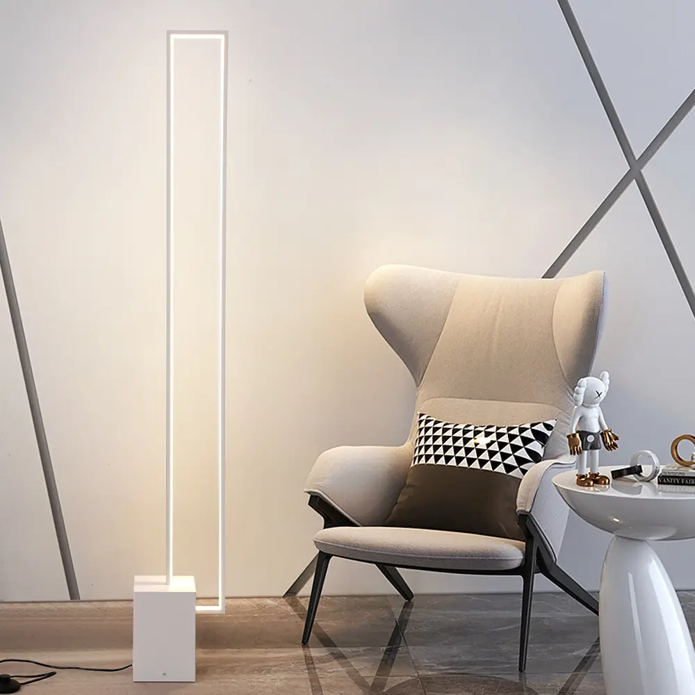 Minimalist Sand Black Floor Lamp Quadriboid Base