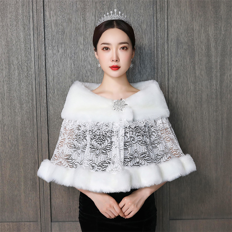 Bridal Hair Shawl Women's Wedding Dress Warm Padded Dress Jacket Fur