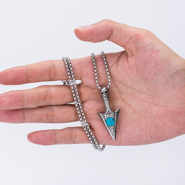 Men's Vintage Turquoise Cupid Pointed Necklace