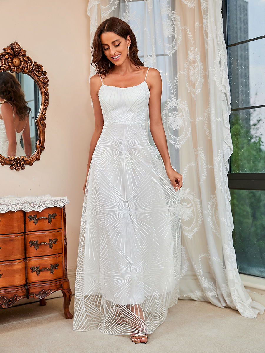 Sling Embroidered Sleeveless Dress Gown