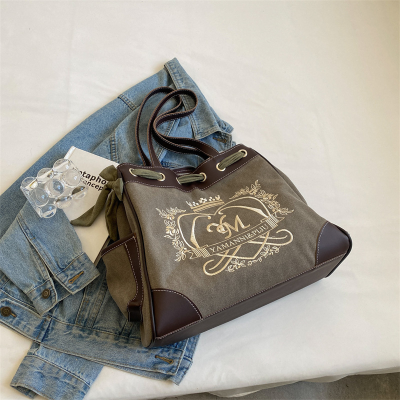 Popular Versatile Canvas Bag With One Shoulder Grey - Shop at LoveMi