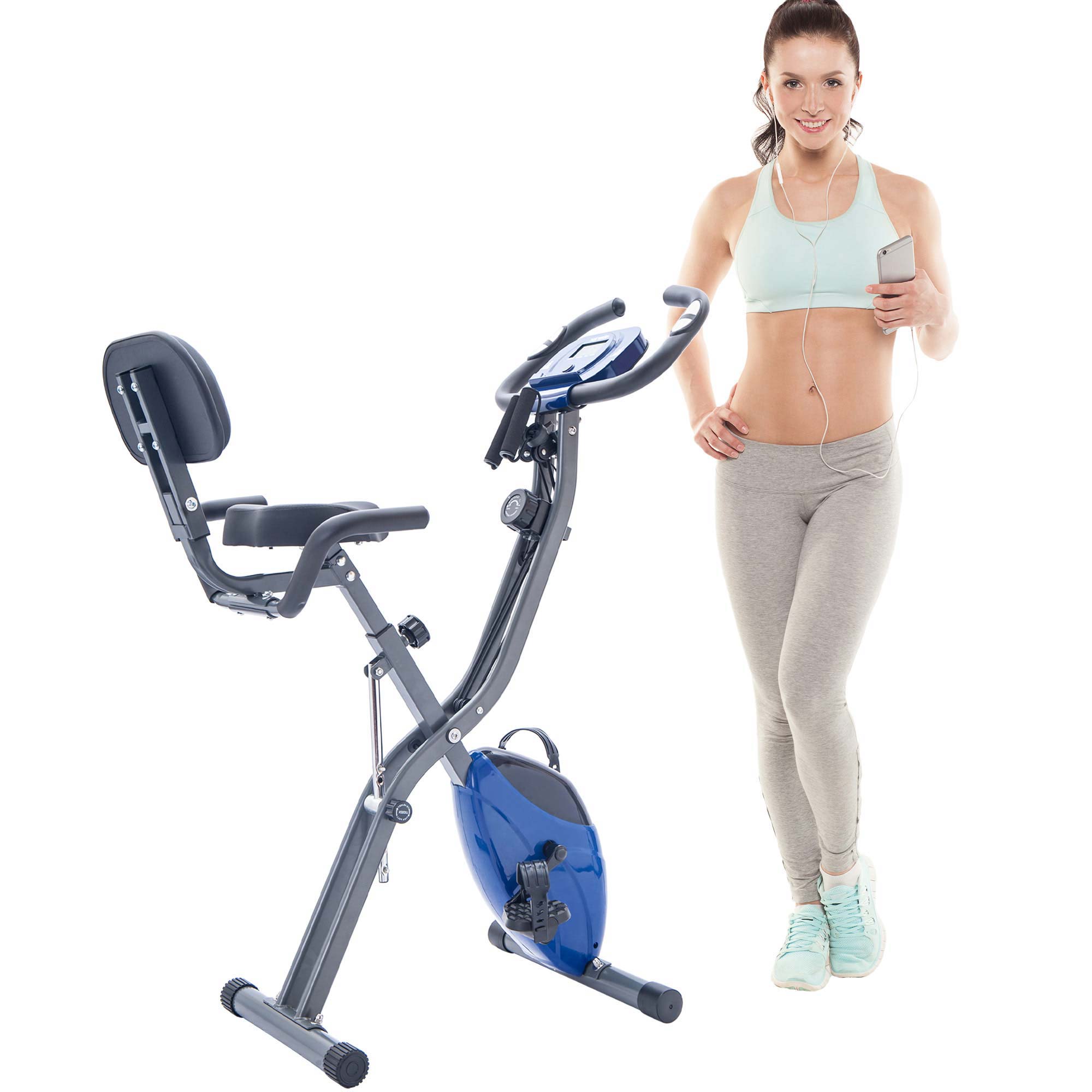Foldable Upright & Recumbent Exercise Bike with Adjustable Resistance 10