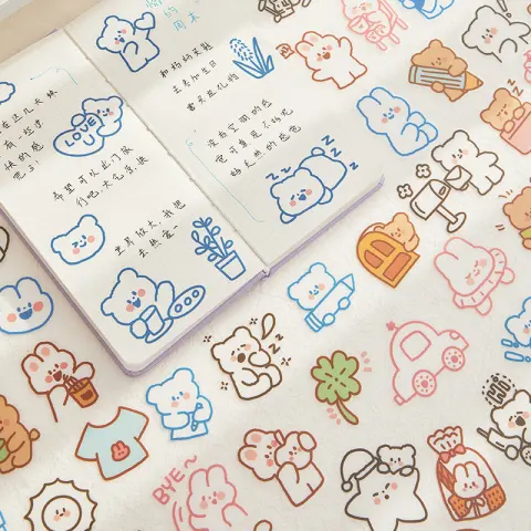 Morning Foam PET Sticker Pack Bear Animal Salt System