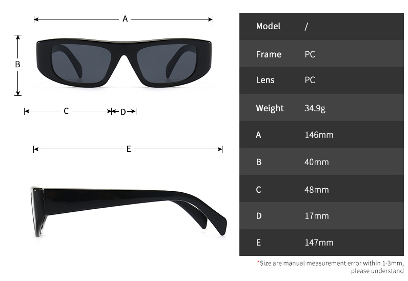 Title 1, Moderne quadratische Retro-Sonnenbrille PR20W