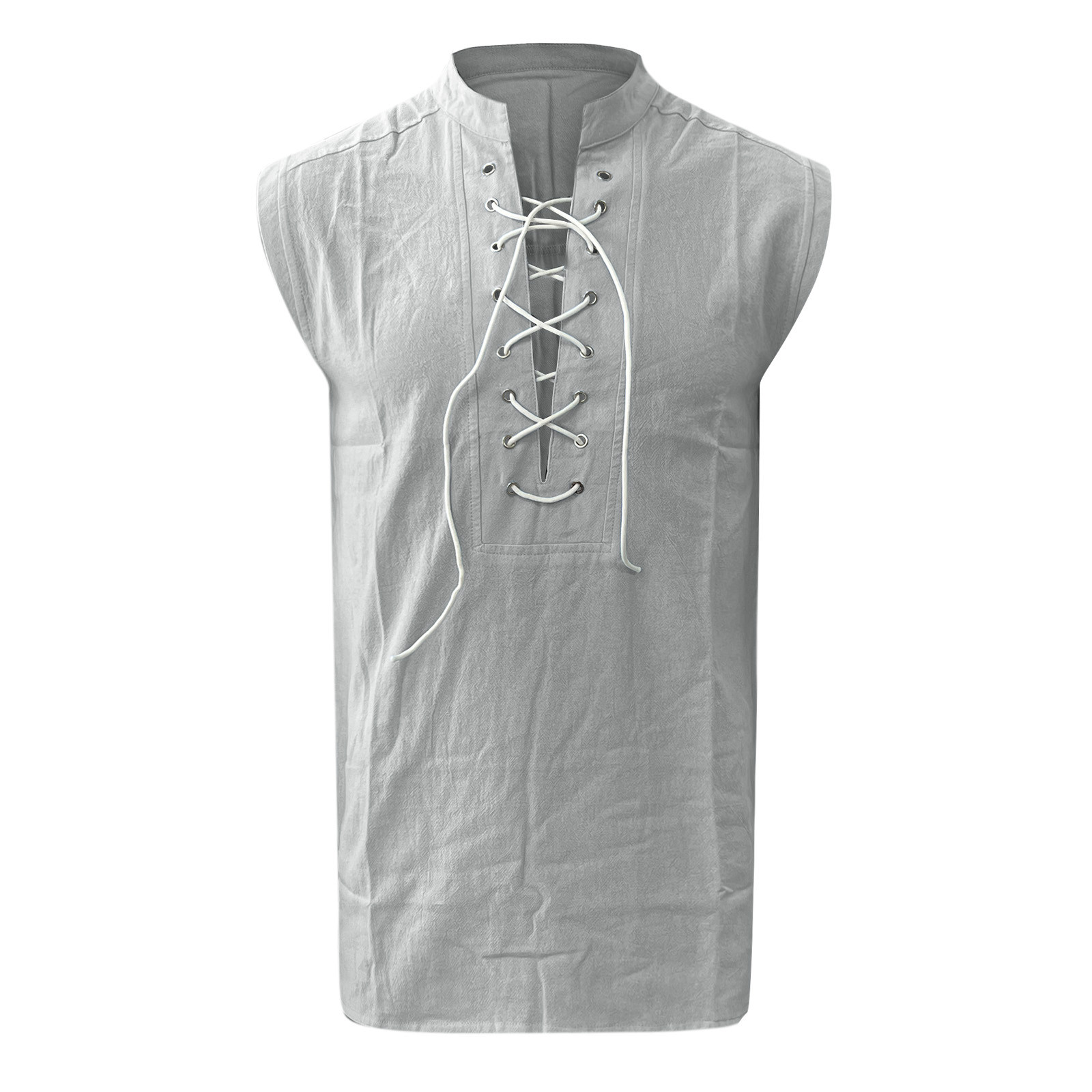 Title 9, Tie Sleeveless Cotton Linen Shirt Slit Tank Top...