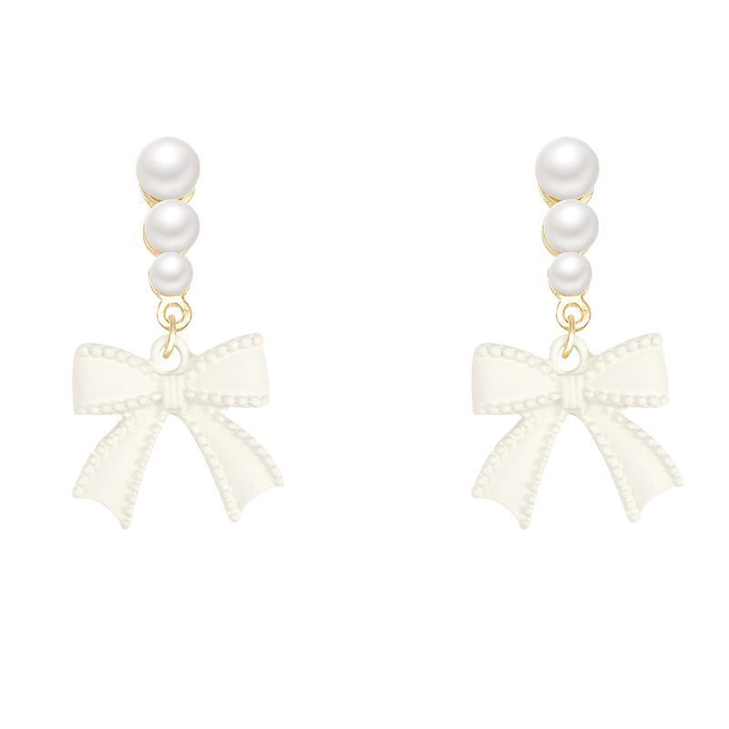 Title 1, Bow Earrings Female Luxury Pearl