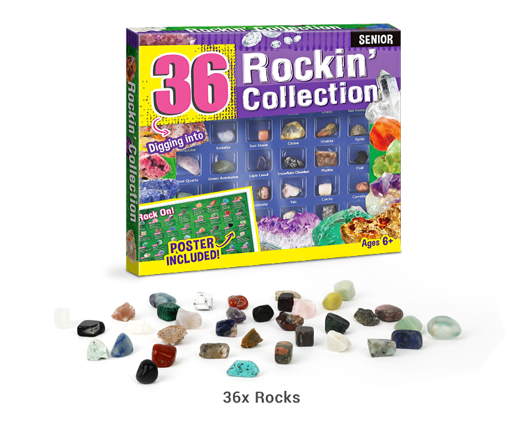 Rock For Kids 36 Pcs Rocks With Learning Guide, Gemstones Crystals Kit Mineral Education Set Geology Science Toys Educational Gifts For Boys Girls Age Above 6 Year Old