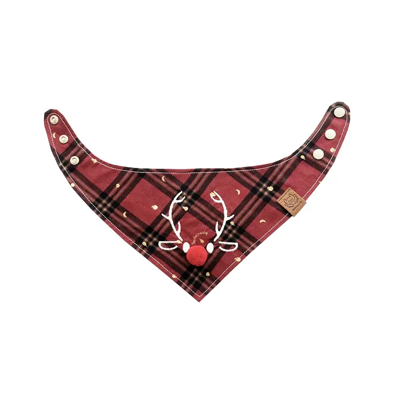 Pet's Saliva Towel Christmas Deer Scarf Large Medium And Small For Cats And Dogs Triangular Binder