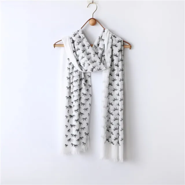 Solid Color Neutral Loose Beard Polyester cotton Pony Print Loose Beard Tassel Men's Scarf White - Shop at LoveMi