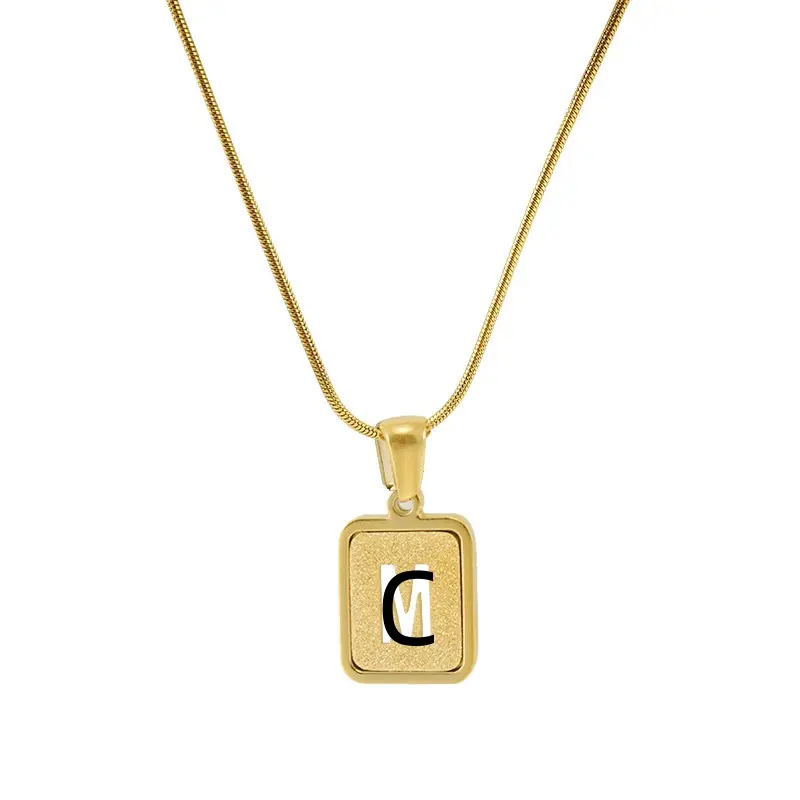 Titanium Steel Sandpress Hollow Letter Pendant English Letter Necklace Female