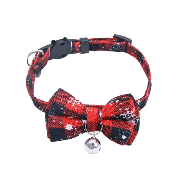 Collar For Small Dogs Christmas Quick Release Plaid Bow Tie Collar Necklace Cat Gato Colar Safety Elastic Bowtie With Bell Red - Shop at LoveMi