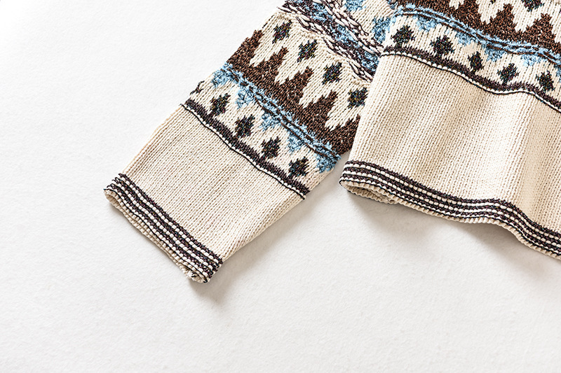 Oudan Autumn New Jacquard Knit  Fashion All-match Loose Sweater