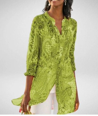 Women's Digital Print Lapel Long Sleeve Shirt