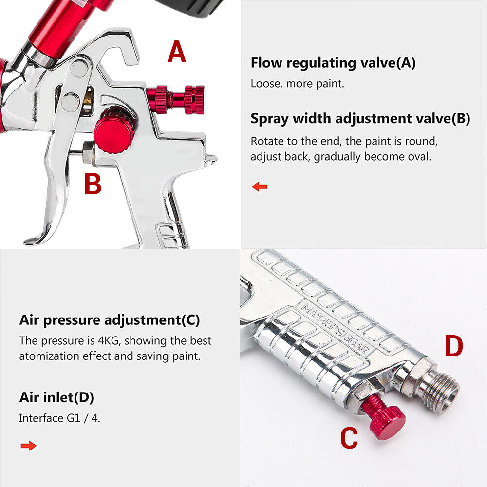 Gravity-Feed Spray Gun — 600 ml Cup, Adjustable Paint Sprayer
