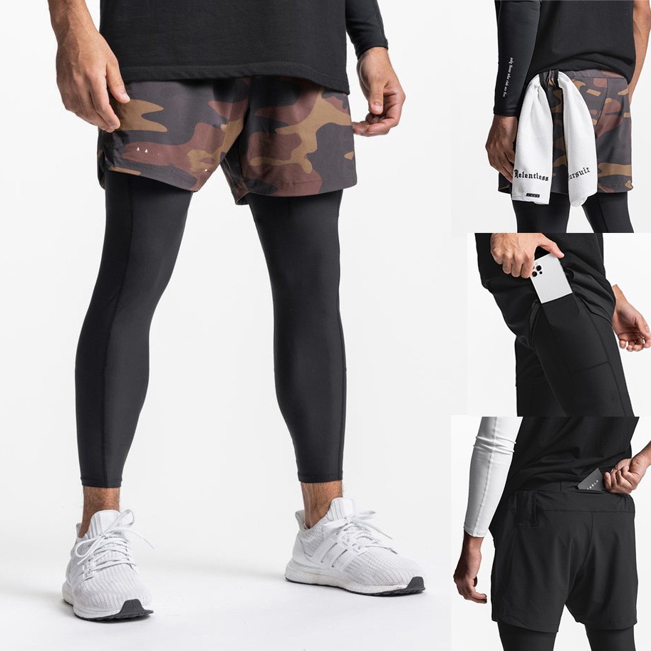 Stretch Breathable Outdoor Training Double Layer Shorts