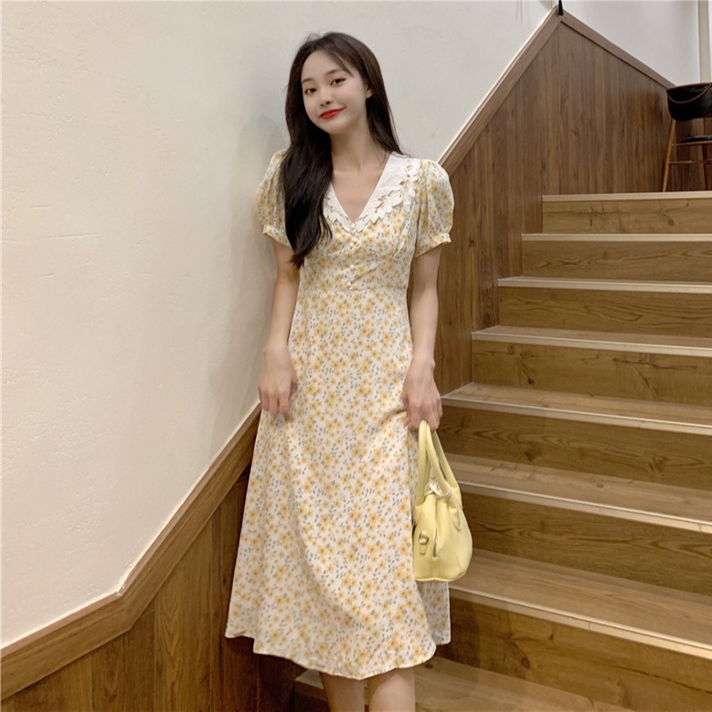 Slim Mid Length Over The Knee Floral Dress