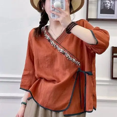 Summer Loose Fitting Tea Suit Top