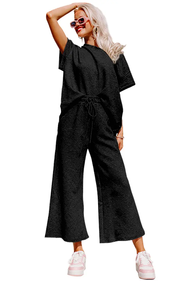 Summer New Color Casual Suit Female European And American All-matching Thread Drawstring Sportswear Female