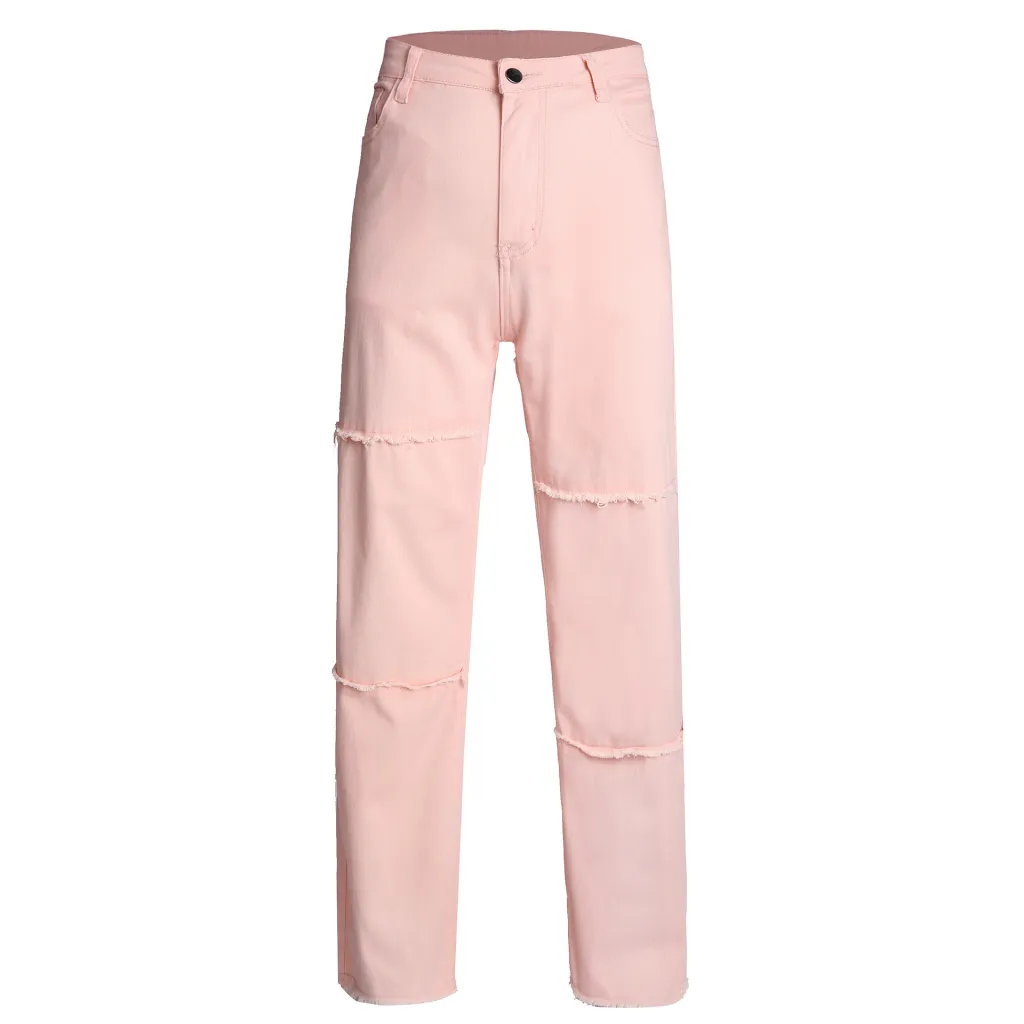 High Waist Hip Lifting Jeans - Pink