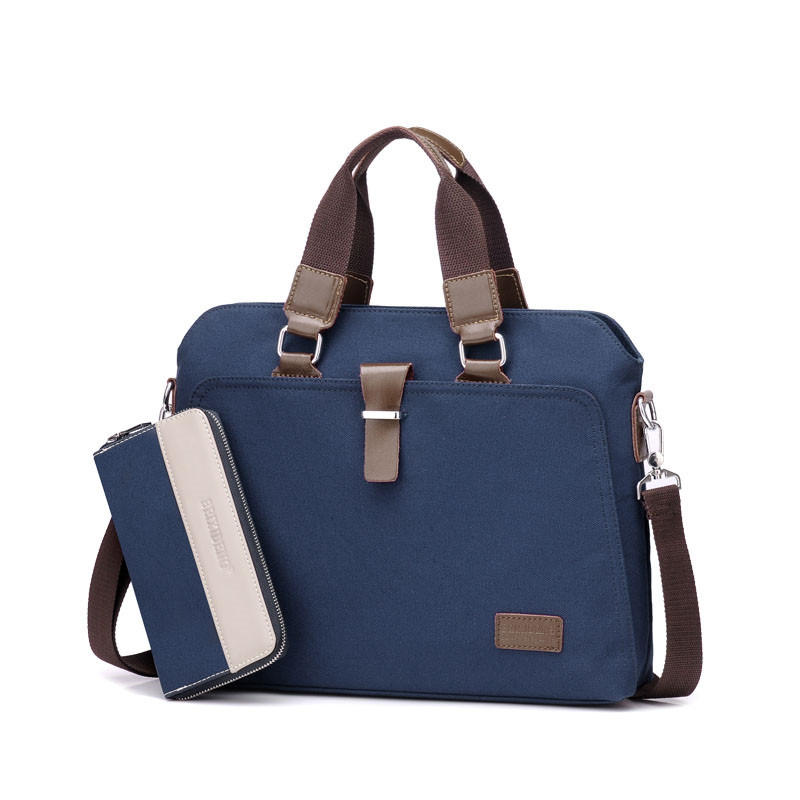 Men's Business Casual Oxford Cloth Handheld One Shoulder Canvas Briefcase — foto 15