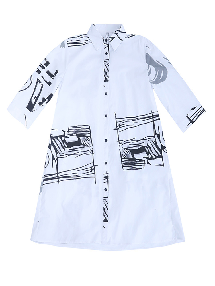 White Shirt Women's Niche Three-quarter Sleeve Mid-length Cardigan