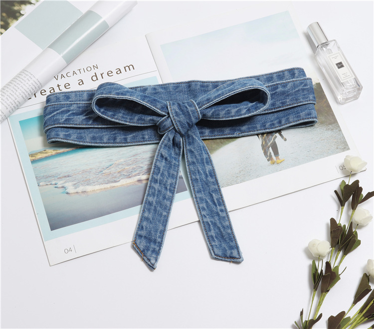 Women's Fashion New Wash Denim Bow Tie