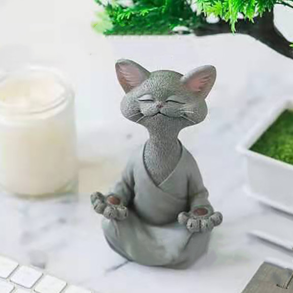 Grey cat sitting