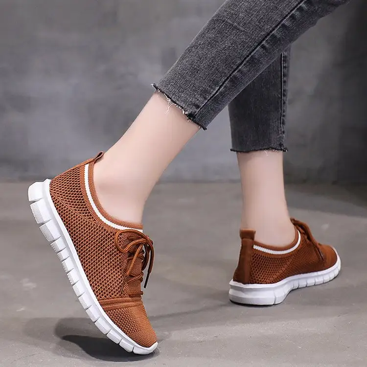 Pure Color Breathable Mesh Women's Single Shoes