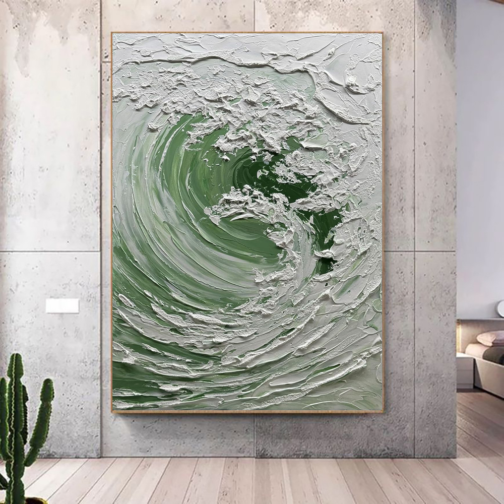 Nordic Ocean Waves Hand-painted Oil Painting On Canvas,Abstract Seaside Landscape Wall Art Poster Living Room Office Home Decor Mural