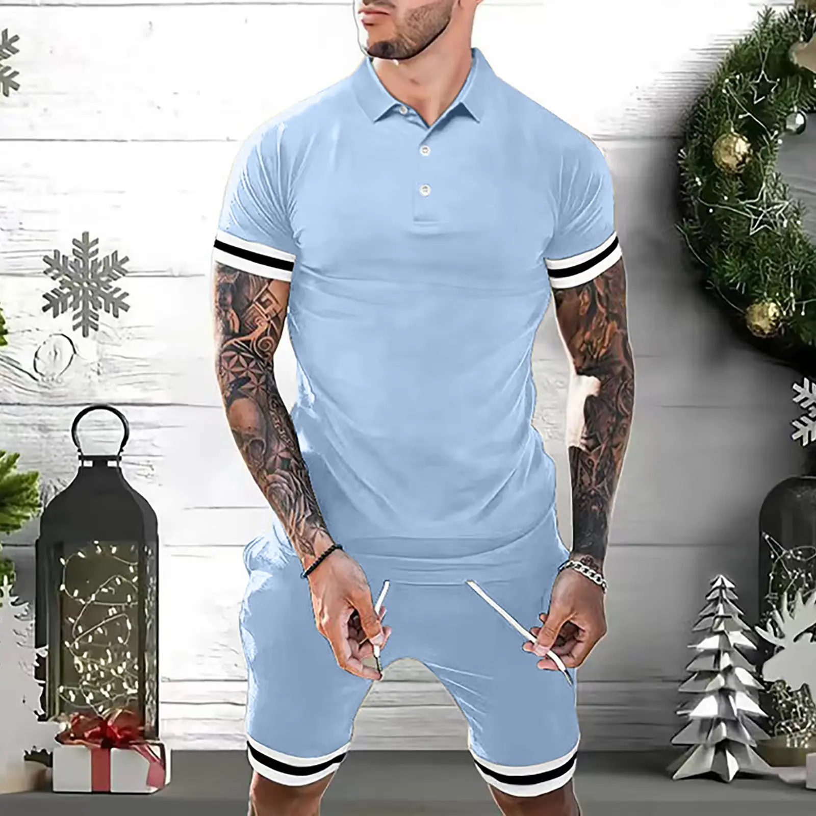 Mens Short Sets Outfits Polo Shirt Fashion