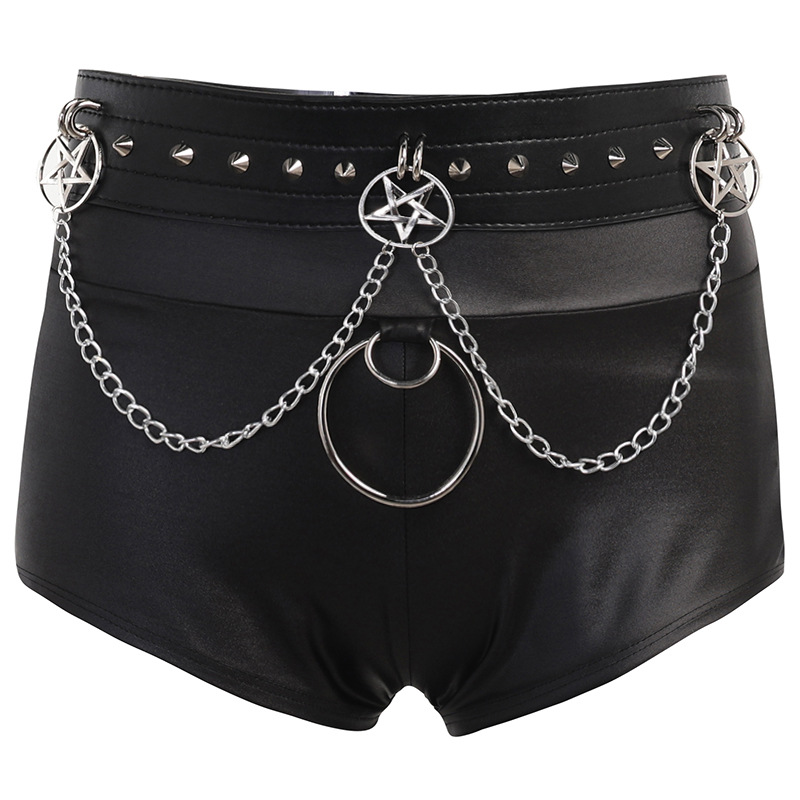 High Street Babes Goth Skinny PU Faux Leather Shorts Black - Shop at LoveMi