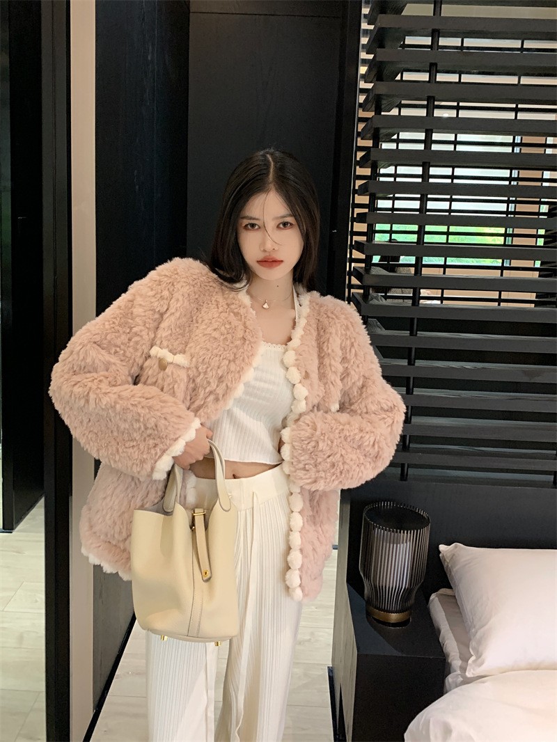 Spliced Plush Insulation Jacket Temperament