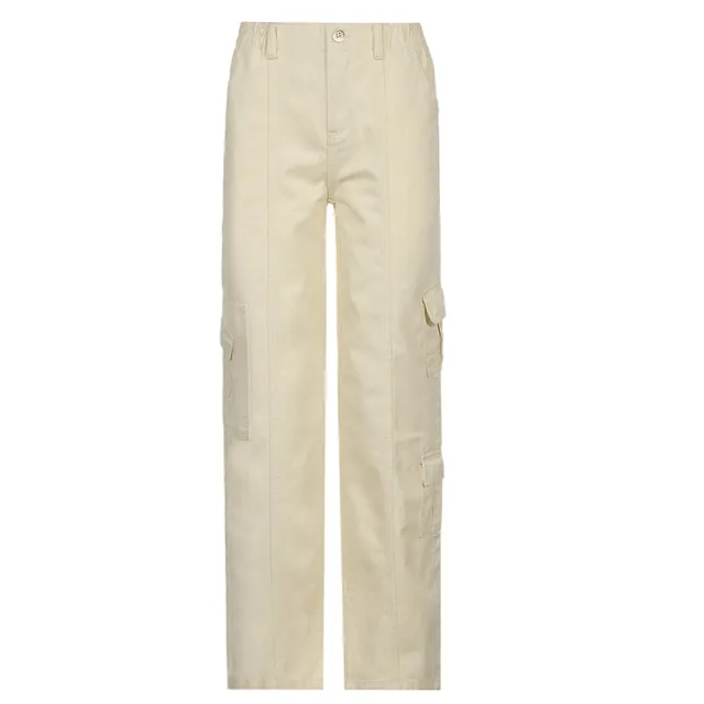 Women's Autumn Winter Fashion Street Style Multi pocket Jeans Skin Tone - Shop at LoveMi