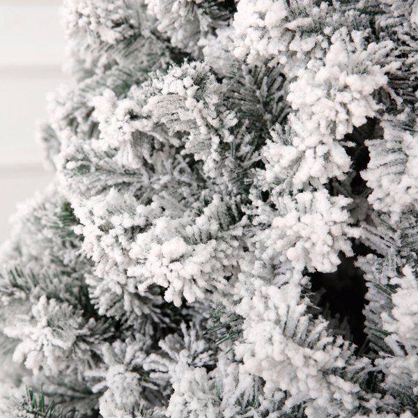 7 FT Pre-lit Snow Flocked Christmas Tree, Artificial Hinged Xmas Pine Tree With 1000 Branch Tips, 400… image 4