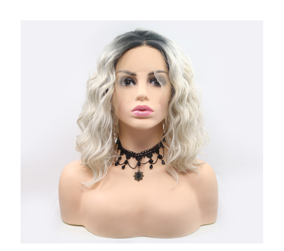 Granny Gray Bubble Noodles With Gradient Chemical Fiber Headgear Grey - Shop at LoveMi