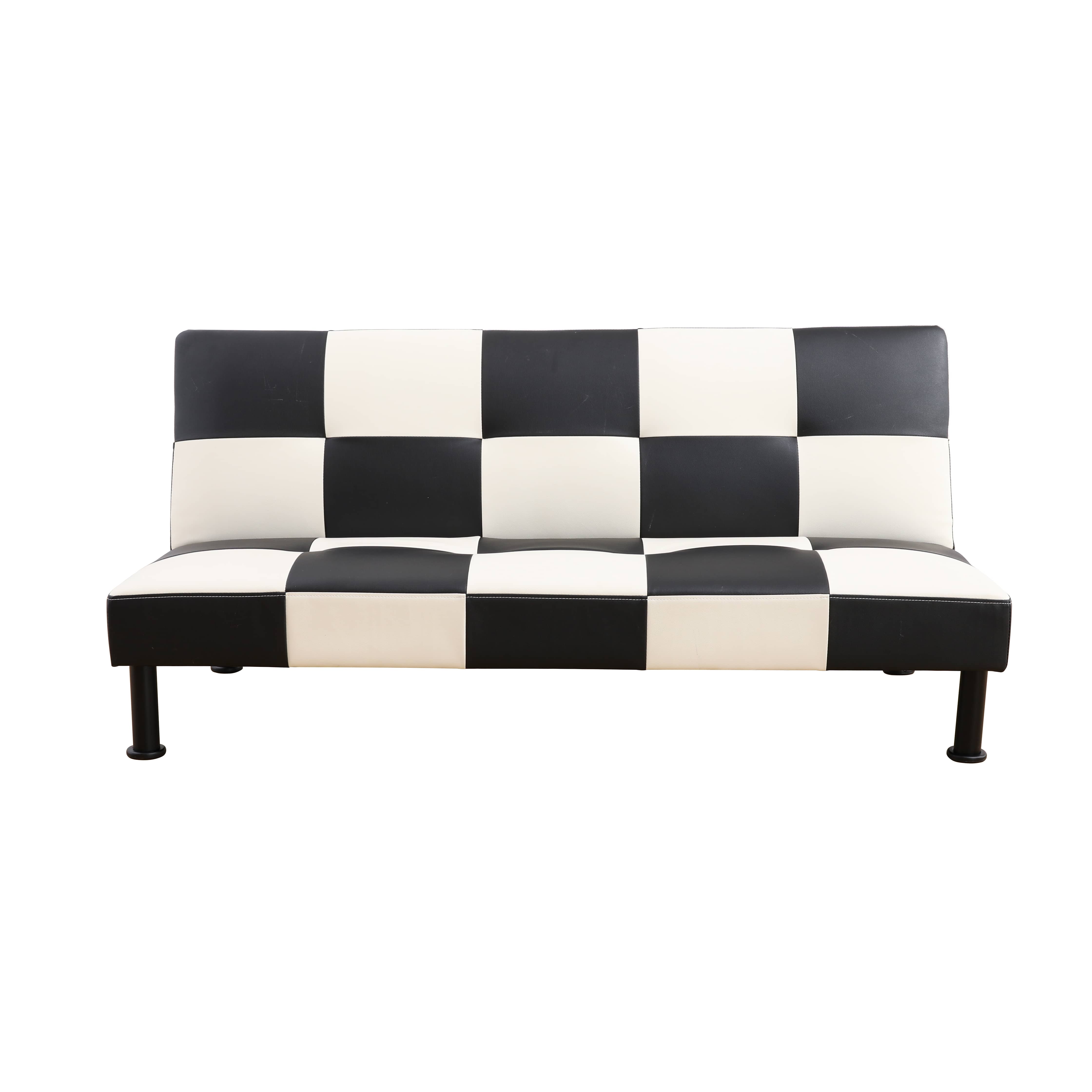 Pickup Only--Black&White Faux Leather Living Room Sofabed