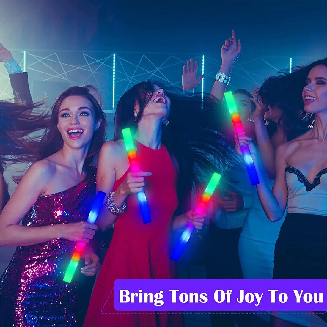 30Pcs LED Foam Stick Flashing MultiColor Glow In Dark White Batons Light Concert 10