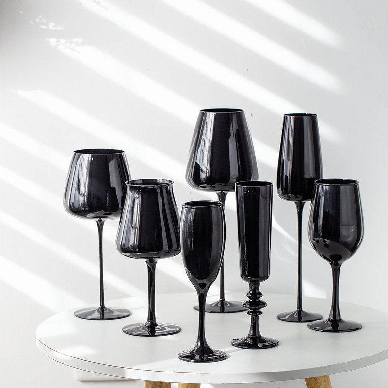 Black Porcelain Crystal Wine Glass - Image 6